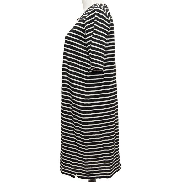 Eileen Fisher Black White Striped Knit Organic Linen Dress Size Small - Picture 3 of 10